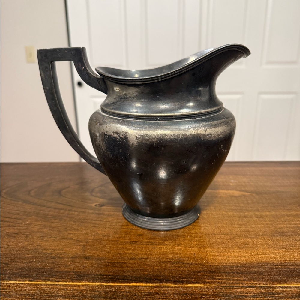 Vintage Silver-Tone Pitcher / Decorative Metal Water Jug